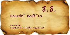 Bakró Beáta névjegykártya