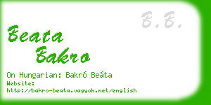 beata bakro business card